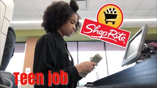 COME TO WORK WITH ME GROCERY STORE CASHIER TEEN JOB [upl. by Ynahteb]