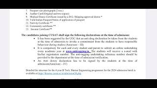 CUSAT 2024 Marine engineering rank list amp instructions [upl. by Dino552]