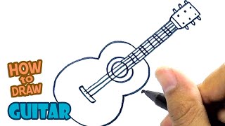 How to Draw Guitar  Drawing Guitar Easy Step by Step [upl. by Armillas]