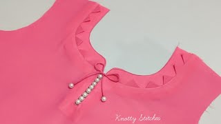 Easy and Stylish Neck Design for plain kurti cutting and stitching Neck Design [upl. by Akima412]