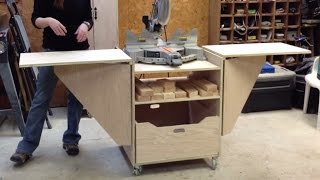 How To Build A Mobile Miter Saw Stand  DIY Folding [upl. by Fillian]