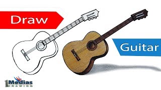 How to Draw Guitar Step by Step Very Easy [upl. by Kenji]