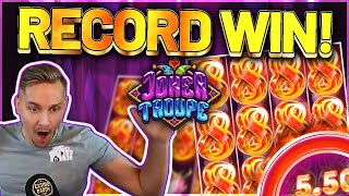 RECORD WIN Joker Troupe Big win  HUGE WIN on Casino slot Casinodaddy LIVE STREAM [upl. by Oilasor]