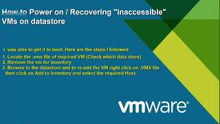 How to Power on  Recovering inaccessible VMs on datastore [upl. by Hildie400]