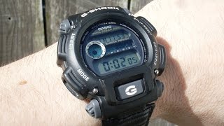 Casio GSHOCK DW9052 how to set time and alarm [upl. by Arakaj545]