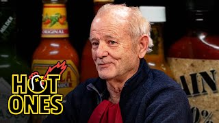 Bill Murray Doesn’t Flinch While Eating Spicy Wings  Hot Ones [upl. by Vonnie]