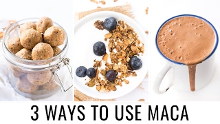 HOW TO USE MACA POWDER  3 healthy recipes [upl. by Ahsirtap144]