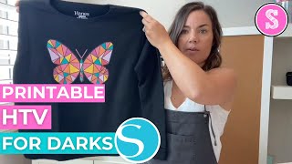 ❤️ How to Use Printable HTV for Darks Shirts  Silhouette Print and Cut [upl. by Ellatsirhc]