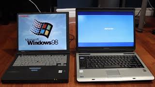 Laptop Race Windows 98 vs Windows XP [upl. by Phillip]