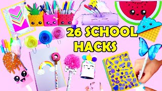 DIY 26 FUN AND USEFUL SCHOOL SUPPLIES BACK TO SCHOOL HACKS [upl. by Iormina]