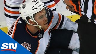 Connor McDavid Suffers Brutal Injury After Slamming FeetFirst Into Post [upl. by Granville]