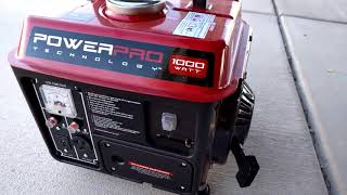 Power Pro Technology 1000 Watt Generator  Running a full size LG refrigerator [upl. by Glinys]