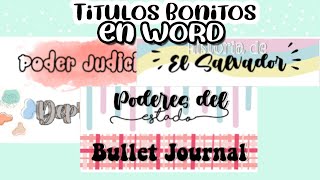 como hacer TITULOS BONITOS en WORD [upl. by Eiramnwad]