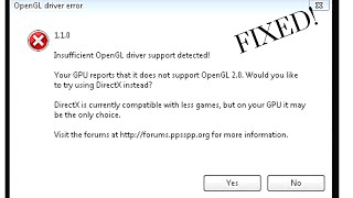 How To Fix PPSSPP OPENGL Error On PC Windows 7XP88110Vista Direct Link [upl. by Worsham]