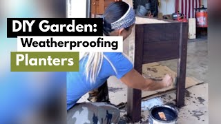 Waterproofing and Staining Wood Planter  DIY Garden [upl. by Aloin]