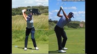 Justin Thomas golf swing  Long Iron faceon amp downtheline July 2017 [upl. by Eeralih]