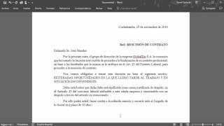 Cómo hacer una carta de despido utilizando Word [upl. by Annasor]