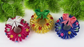 DIY Christmas Wreath Ornament From Glitter Foam  Christmas Decoration Ideas [upl. by Herrle]