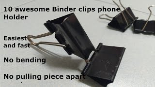 10 Phone Holders with Binder Clips  EASY and FAST DIY [upl. by Ellehciram]