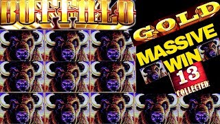 HUGE Buffalo Gold Slot Machine Bonus MASSIVE WIN  13 Gold Heads HUGE WIN On Buffalo Gold [upl. by Adrell]